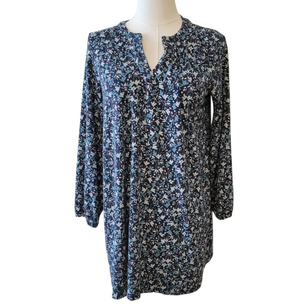 J. Jill Black Floral Cotton Blend Mini Dress Size XS